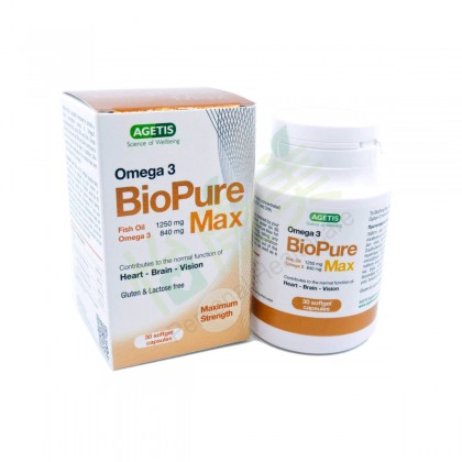 AGETIS BioPure Max Fish Oil (Omega 3), 30 softgel capsules