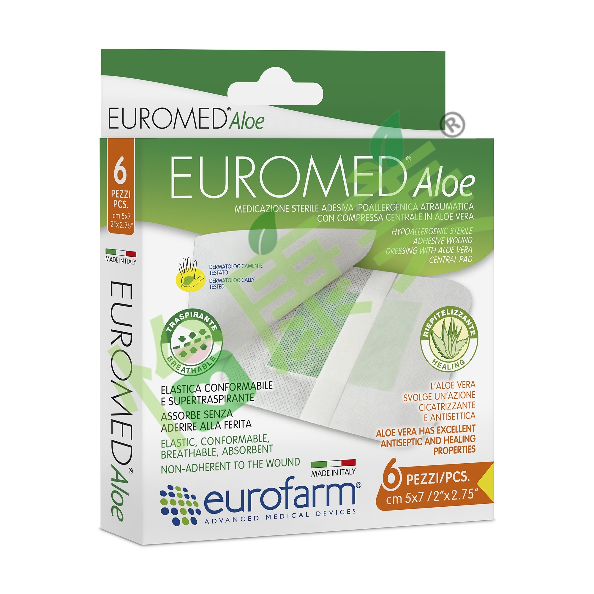 EUROMED® Aloe Hypoallergenic Sterile Adhesive Wound Dressing New