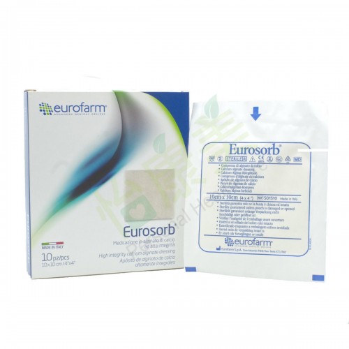 Eurosorb® 10x10cm High Integrity Calcium Alginate Dressing - 10pcs (Sterile)